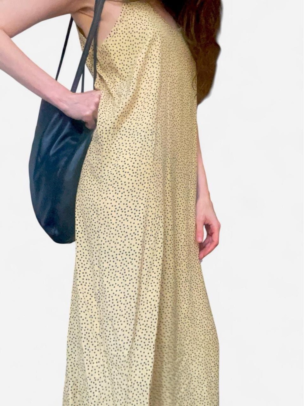 Vintage Butter Yellow Slip Dress with Black Polka Dots